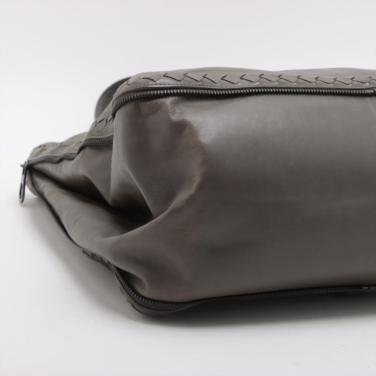 Bottega Veneta Intrecciato Leather Tote Bag Gr ay