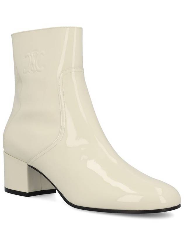 CELINE Les Triomphe Zip Calfskin Middle Boots White
