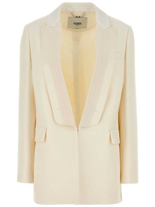 Fendi Wool Silk Blazer Jacket White
