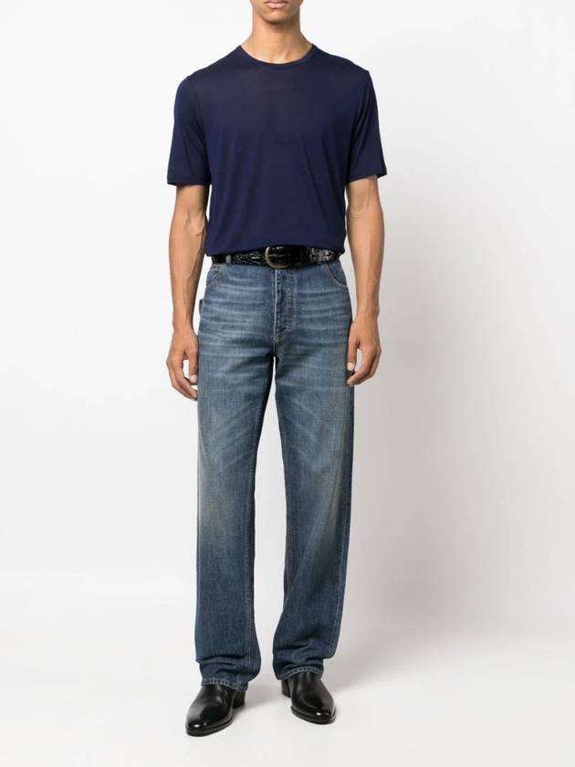 Saint Laurent Basic Short Sleeve T-Shirt Blue