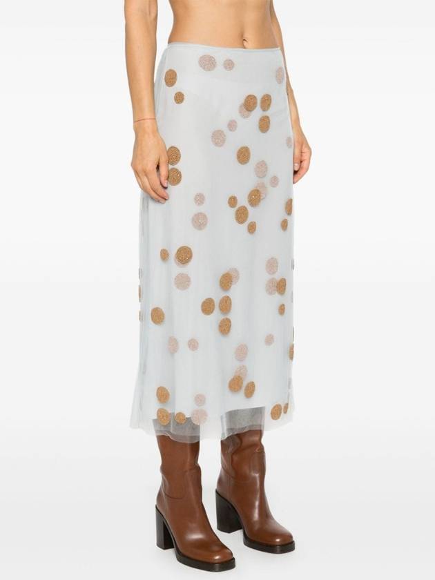 Fendi Embroidered Tulle Skirts Light Blue