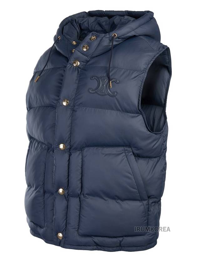CELINE Triomphe Patch Hooded Down Vest Light Navy