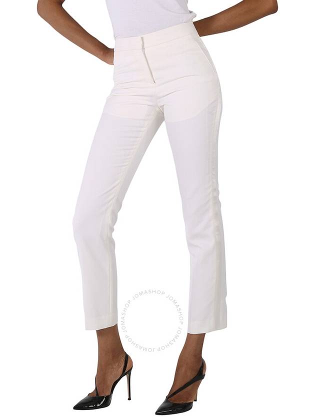 Burberry Burberry Optic White Silk Side Stripe Technical Wool Tailored Trousers, Brand Size 4 (US Size 2)
