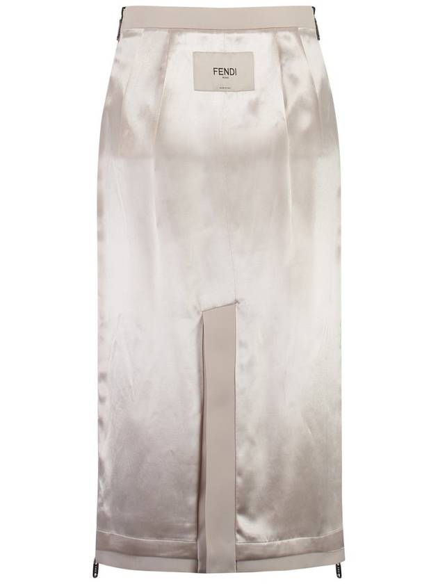 Fendi Women's Backlogo Label Satin Pencil Skirt Pink