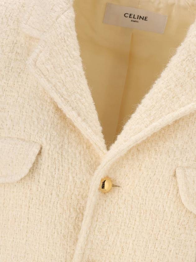 CELINE Chasseur Mohair Wool Tweed Jacket Vanilla