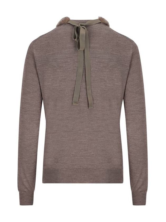 Fendi V-Neck Knit Top Grey