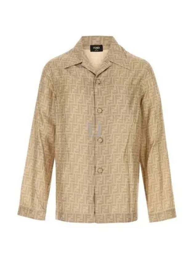 Fendi FF Silk Long Sleeve Shirt Beige