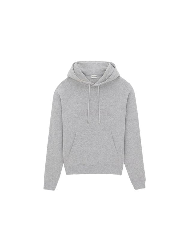 Saint Laurent Logo Kangaroo Pocket Fleece Hoodie Grey
