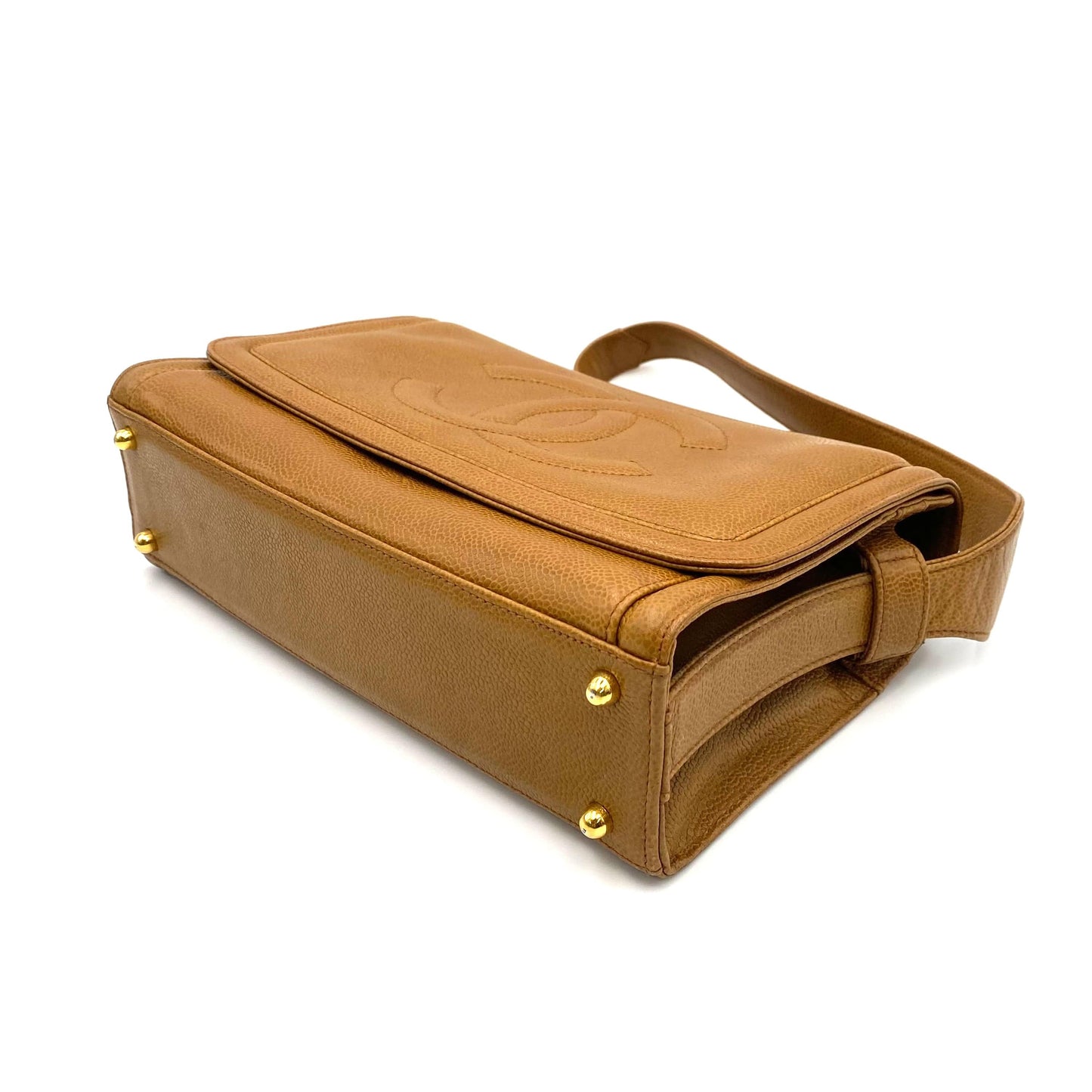 CHANEL VINTAGE TIMELESS CC SHOULDER BAG CAMEL CAVIAR 90234745