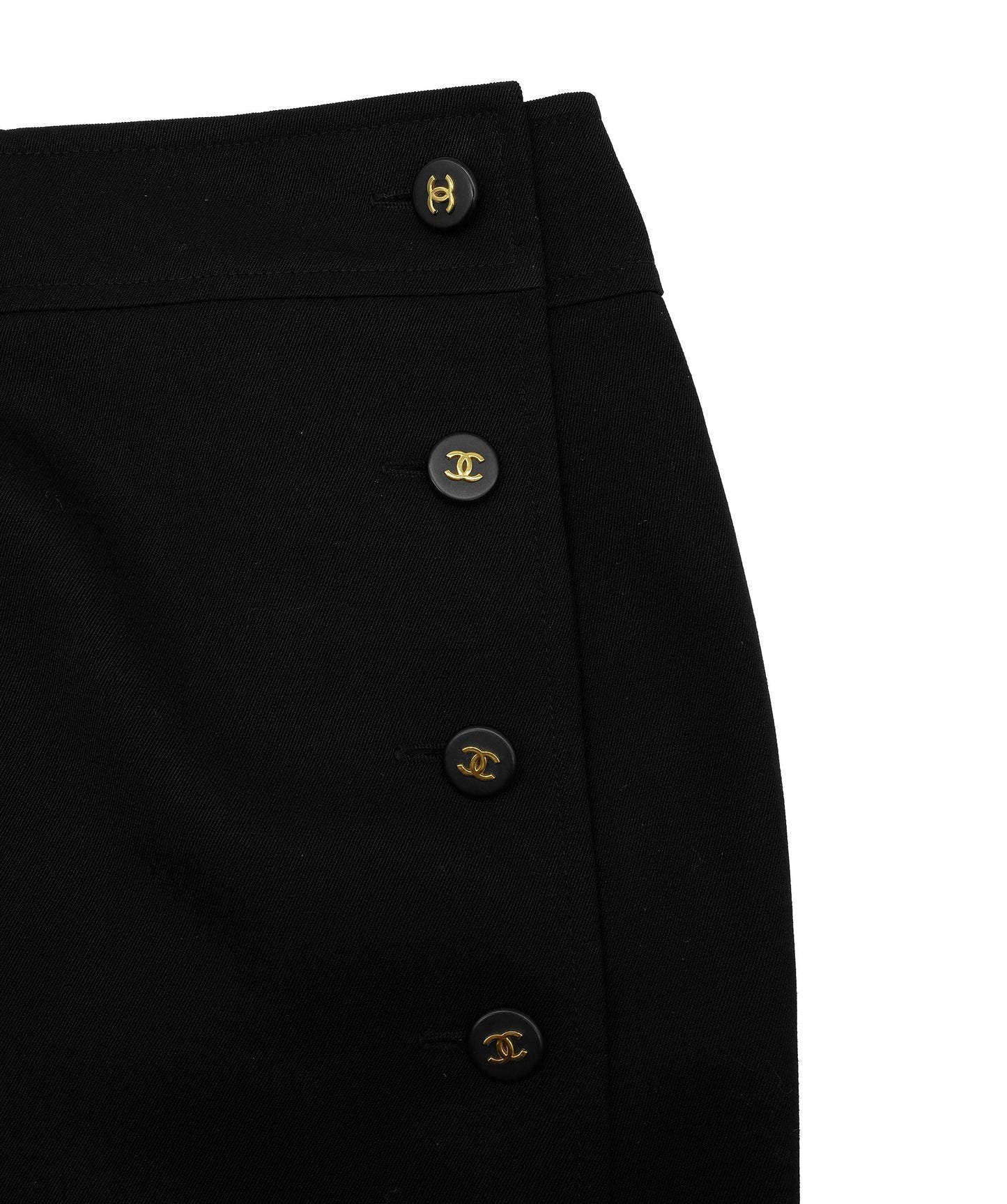 Chanel 97P CC Buttons Skirt Black #42 ASL7467