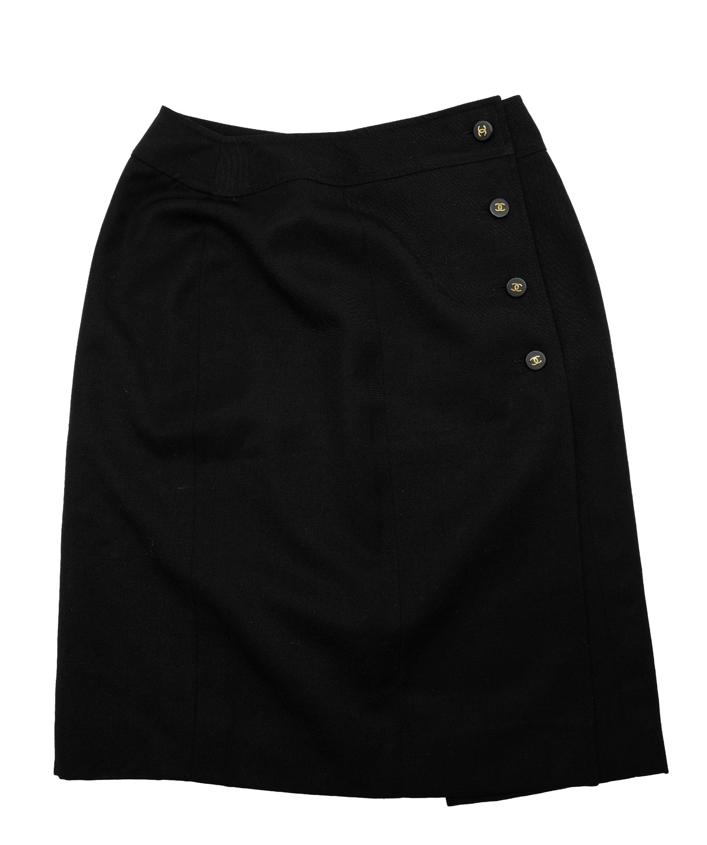 Chanel 97P CC Buttons Skirt Black #42 ASL7467
