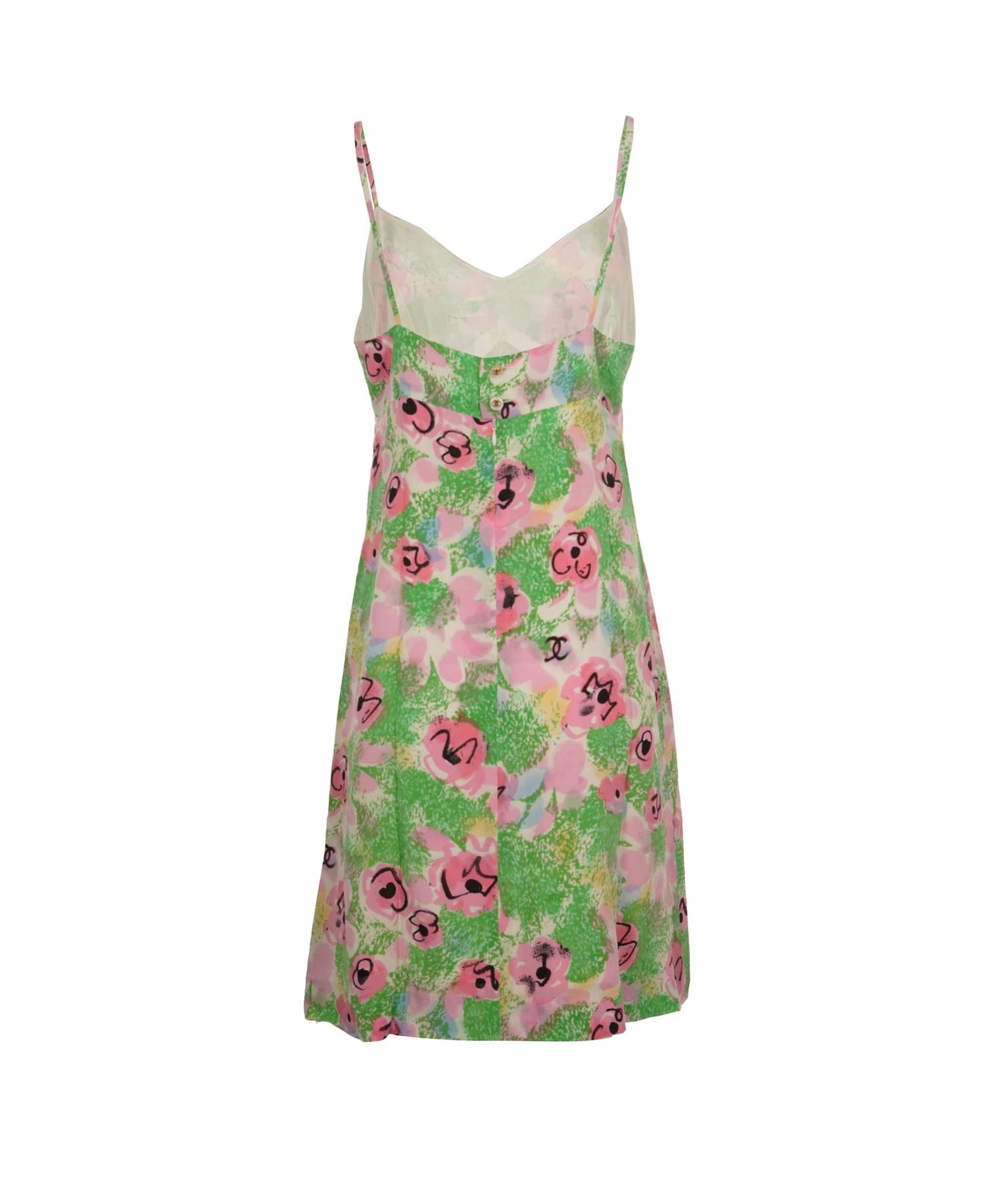 Chanel 97P Silk Dress Floral Green ASL8259