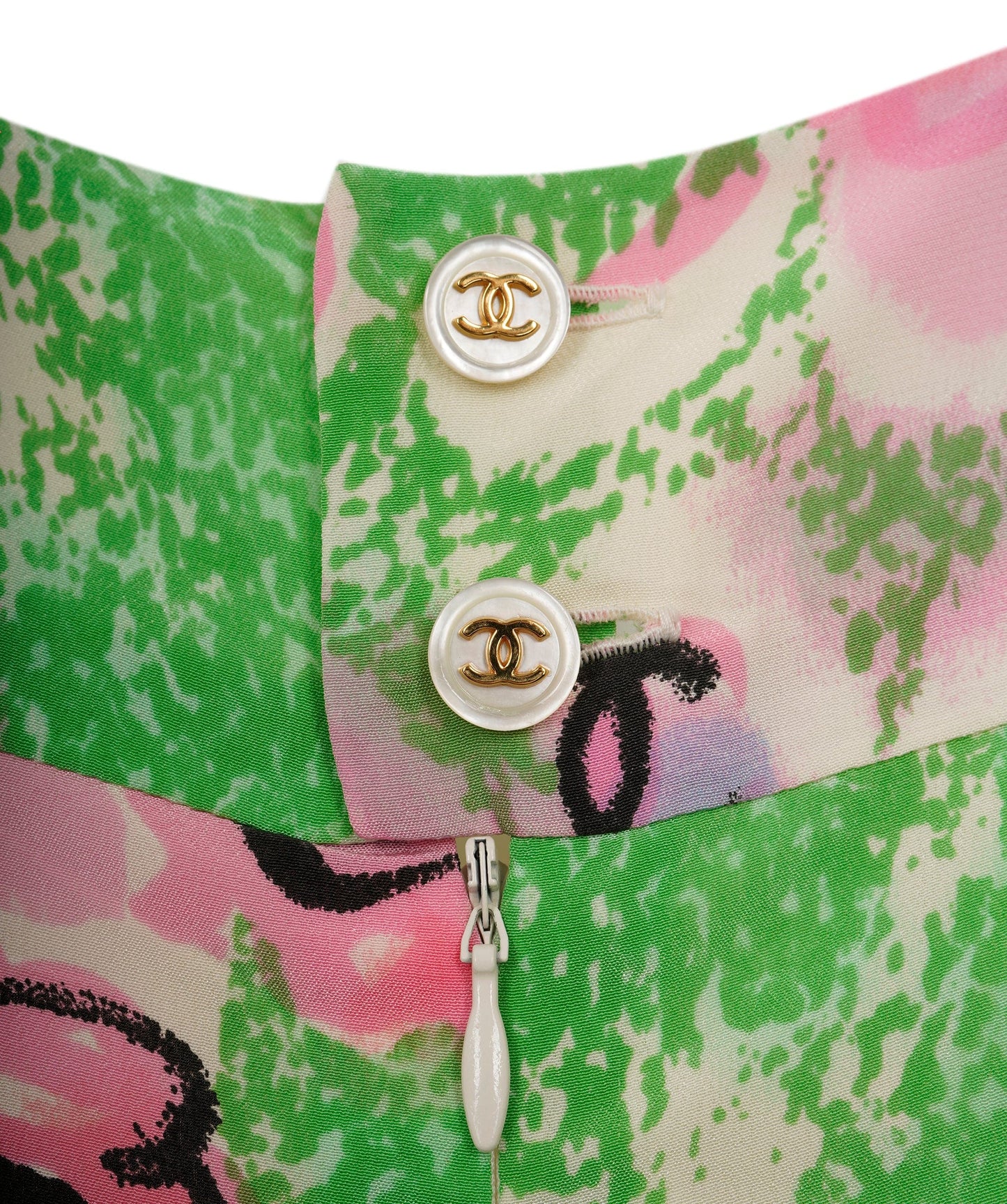 Chanel 97P Silk Dress Floral Green ASL8259