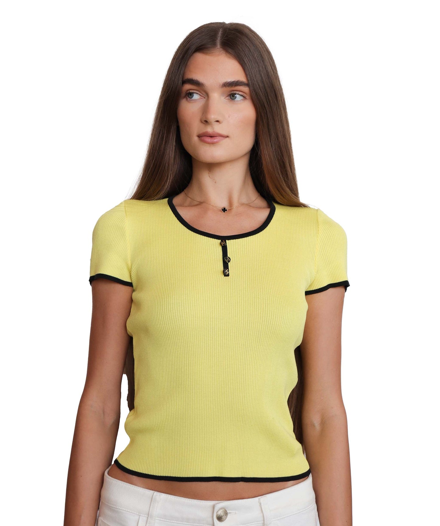 Chanel 95P Yellow Knit T-shirt PO5161V00233 DXBS0471