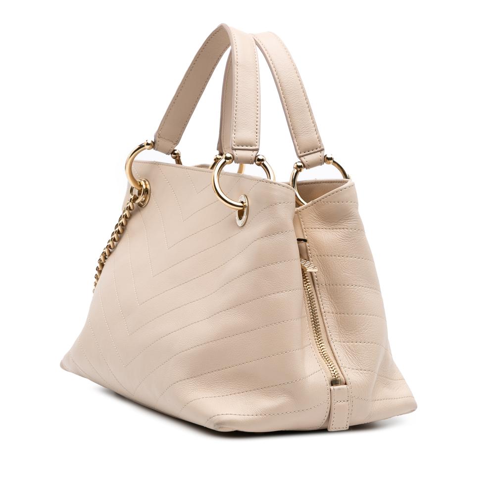 Beige Leather Chanel Tote