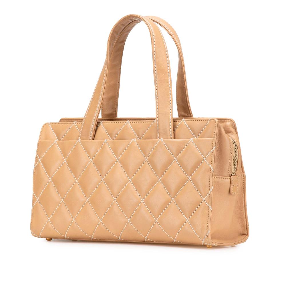 Beige Leather Chanel Handbag