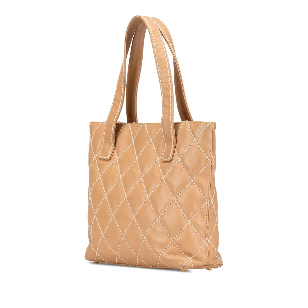Beige Leather Chanel Handbag