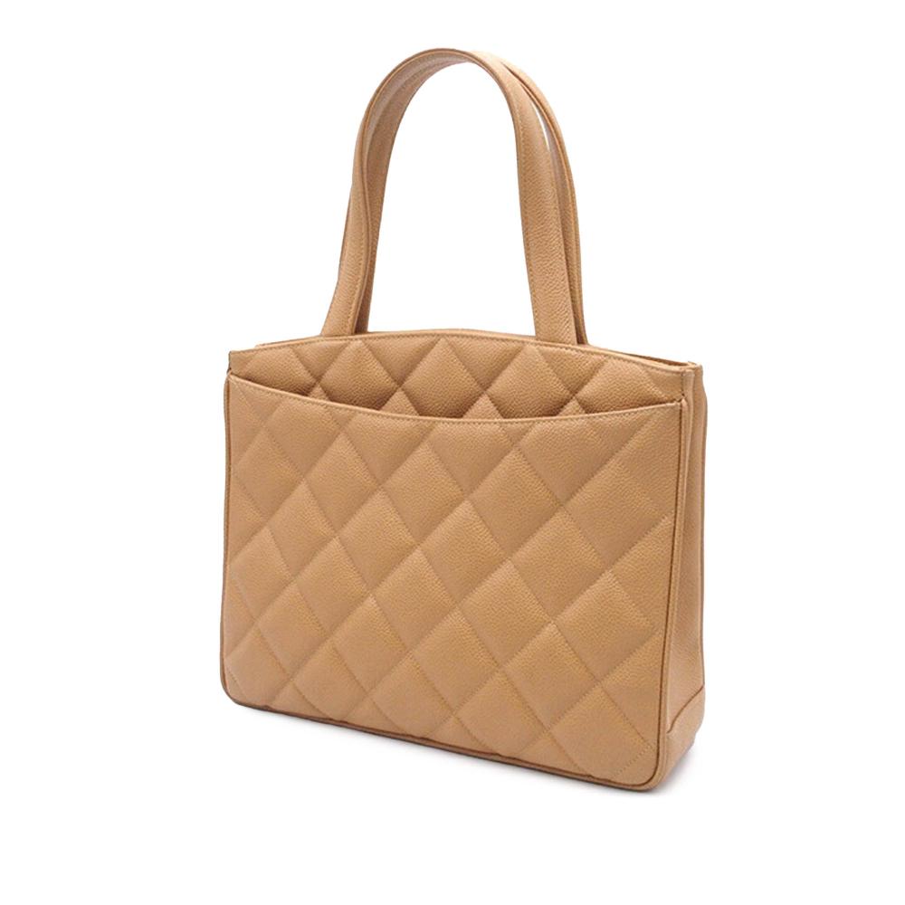 Beige Leather Chanel Handbag