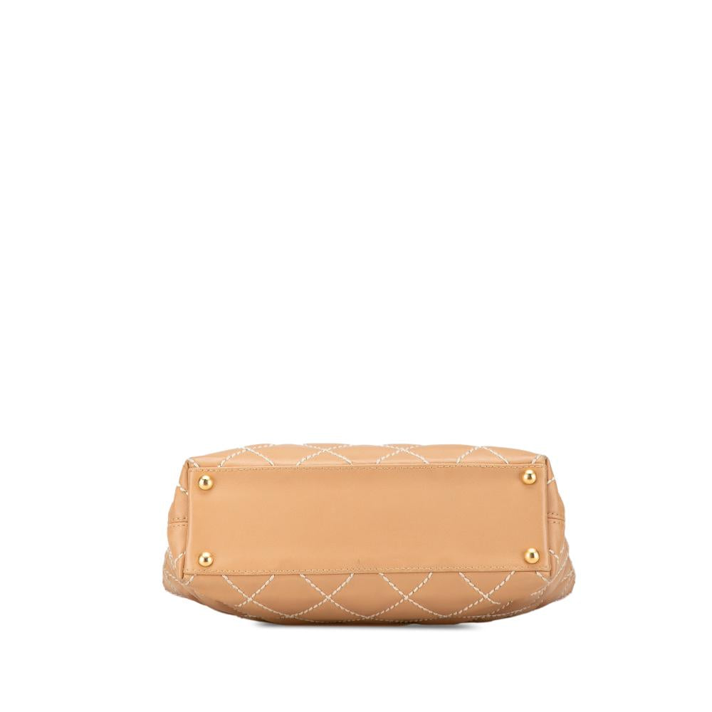 Beige Leather Chanel Handbag