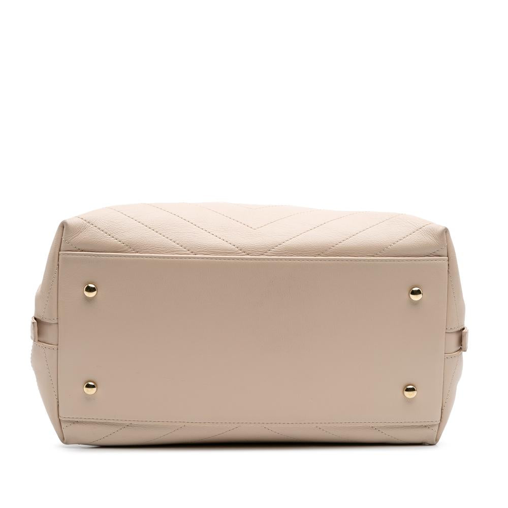 Beige Leather Chanel Tote