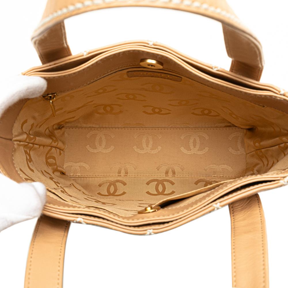 Beige Leather Chanel Handbag
