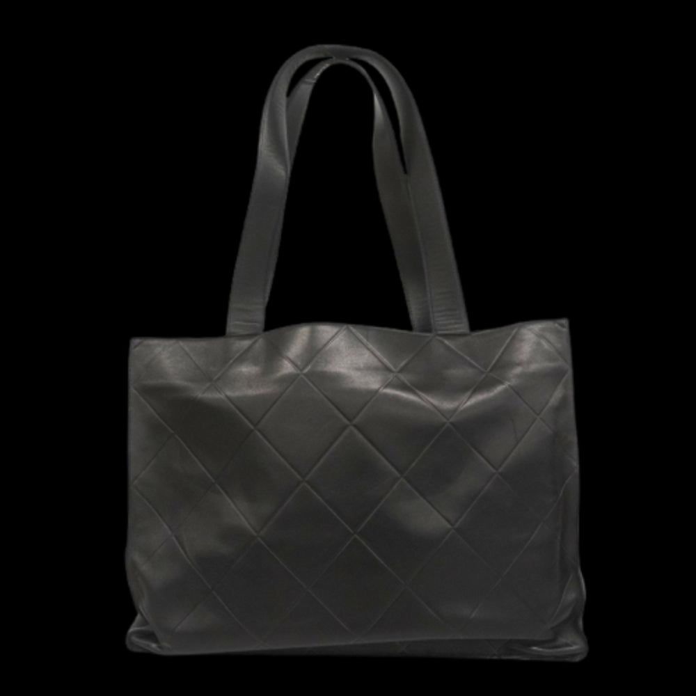 Black Leather Chanel Tote