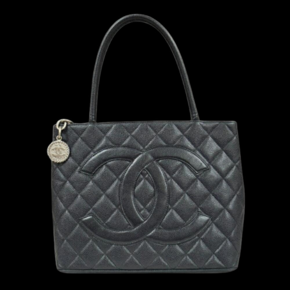 Black Leather Chanel Tote