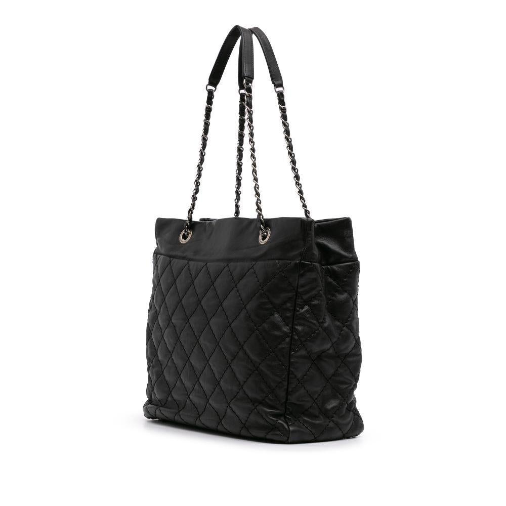 Black Leather Chanel Tote