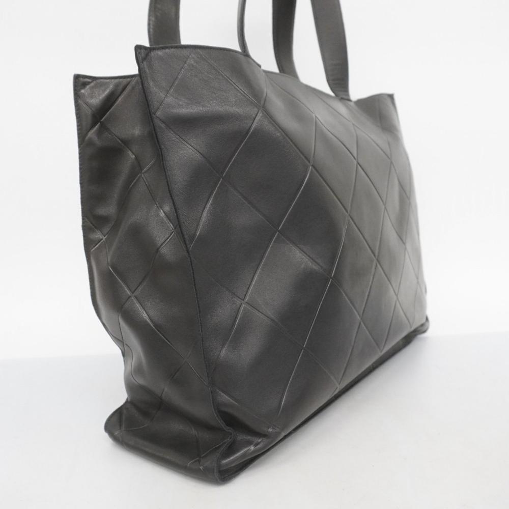Black Leather Chanel Tote
