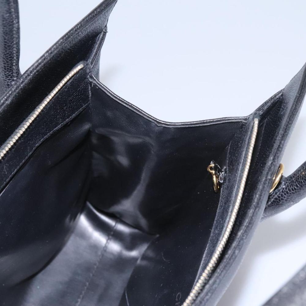 Black Leather Chanel Tote