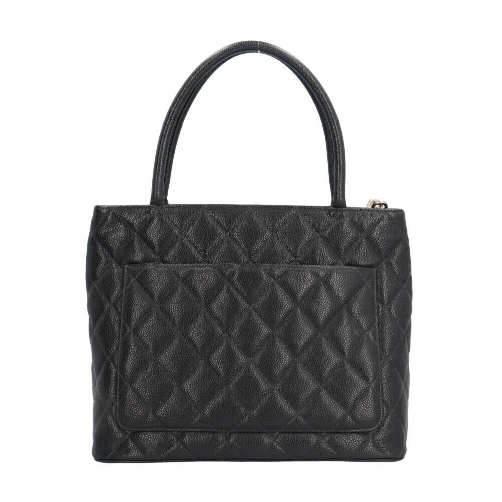 Black Leather Chanel Tote