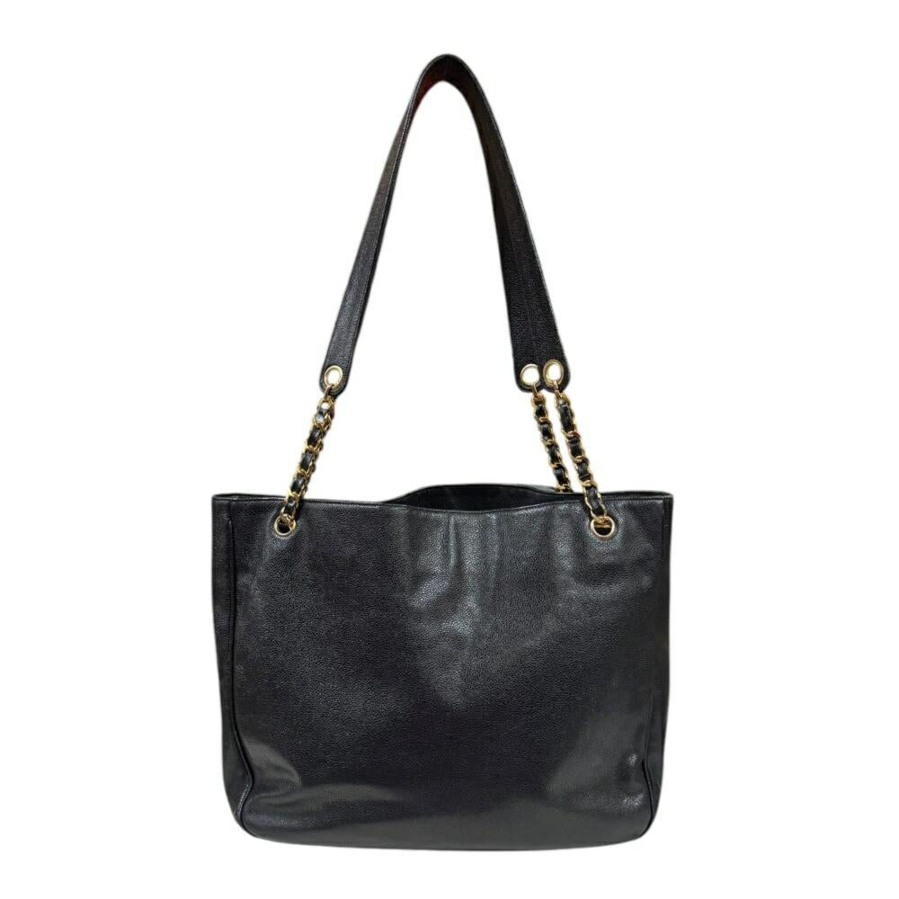 Black Leather Chanel Tote