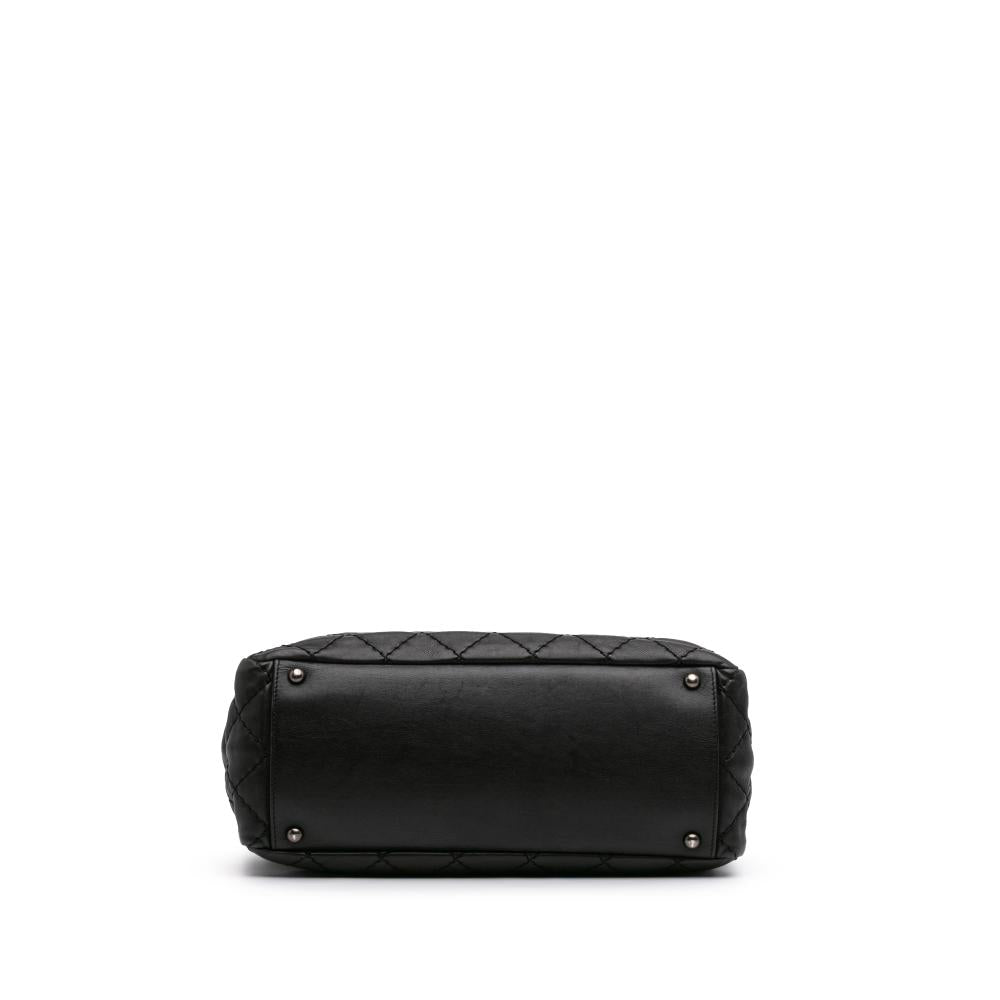 Black Leather Chanel Tote