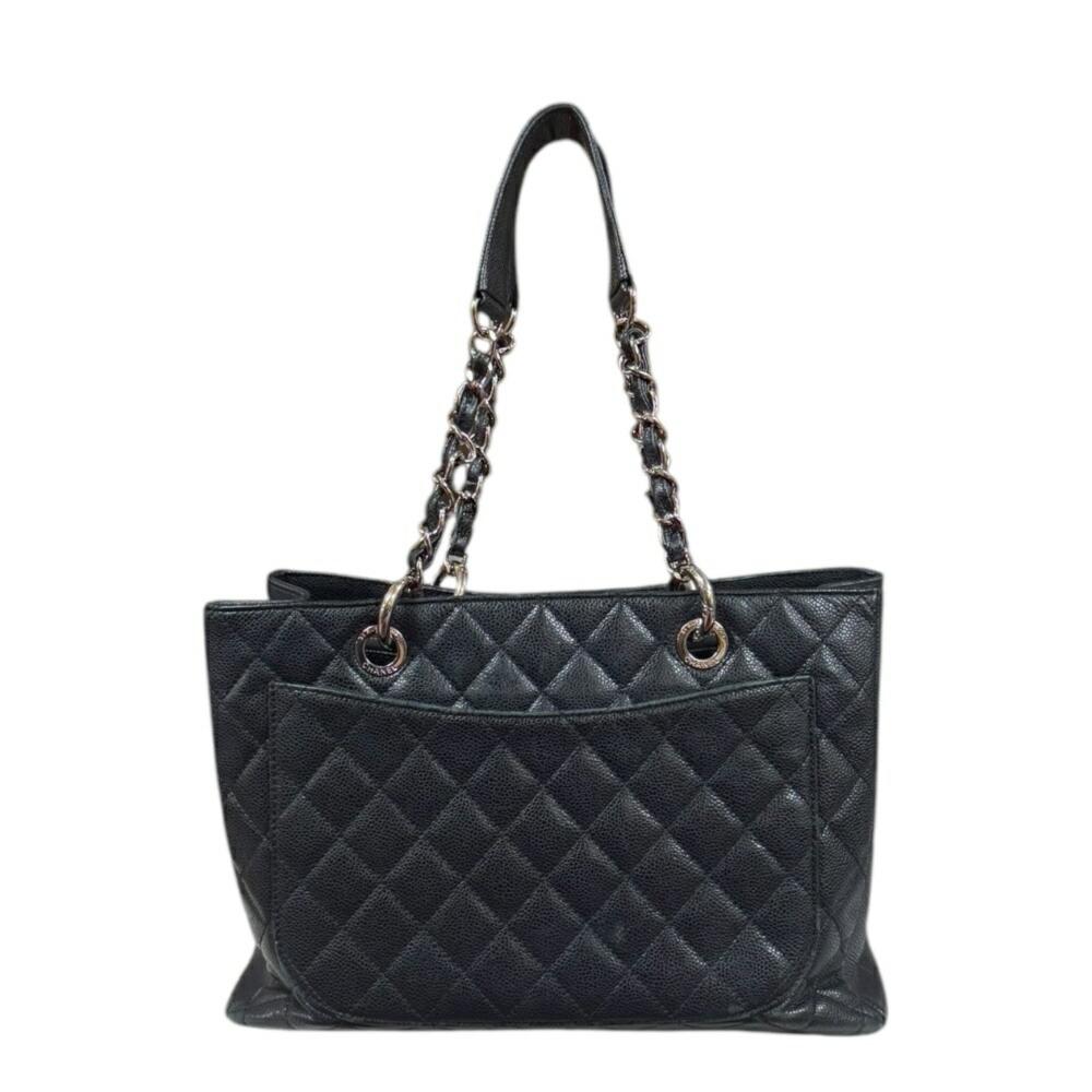 Black Leather Chanel Tote