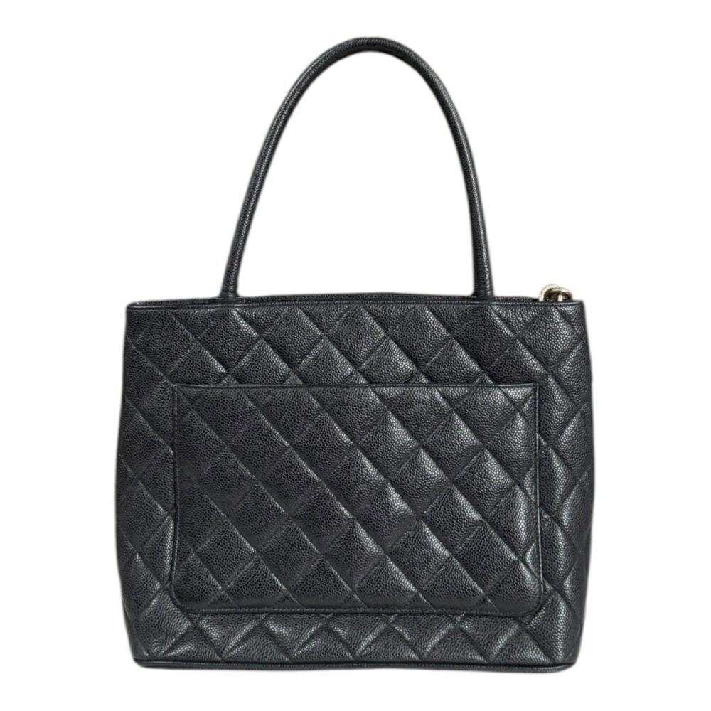 Black Leather Chanel Tote