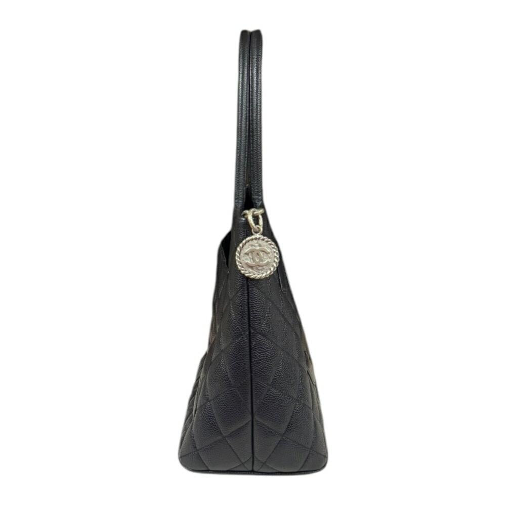 Black Leather Chanel Tote