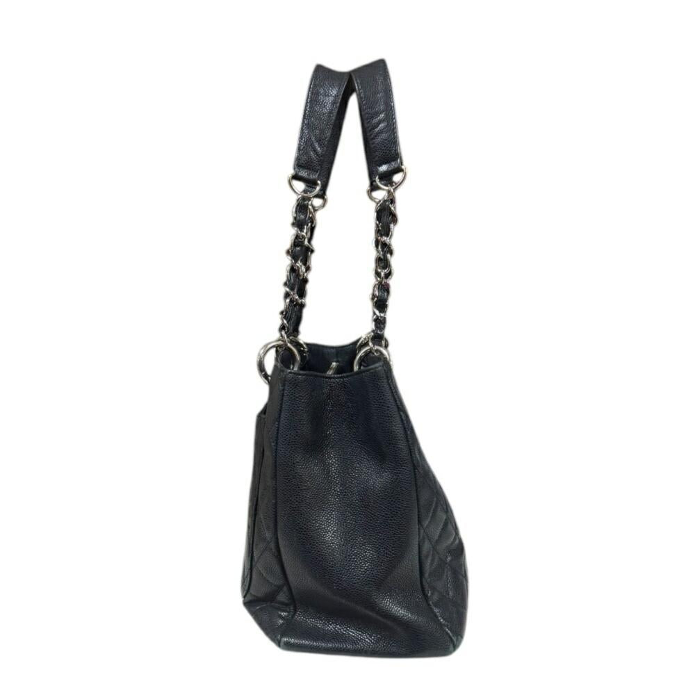 Black Leather Chanel Tote