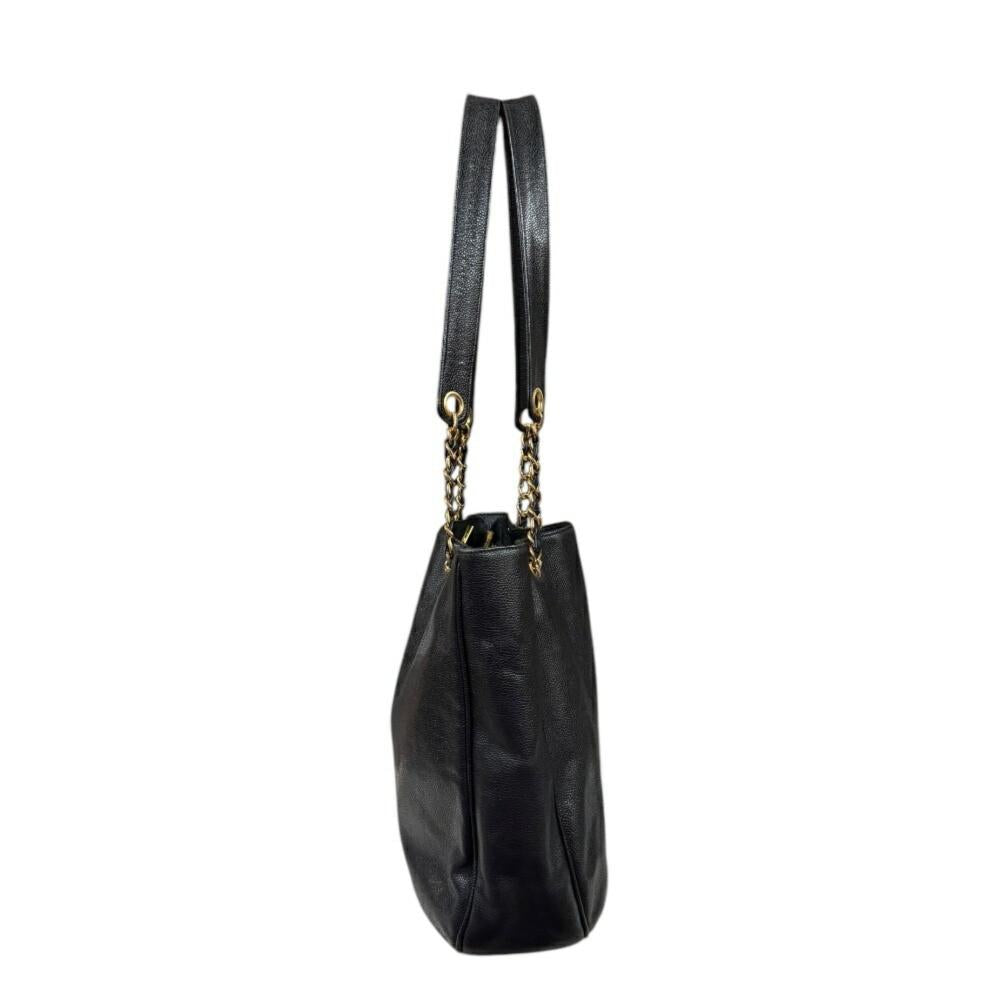 Black Leather Chanel Tote