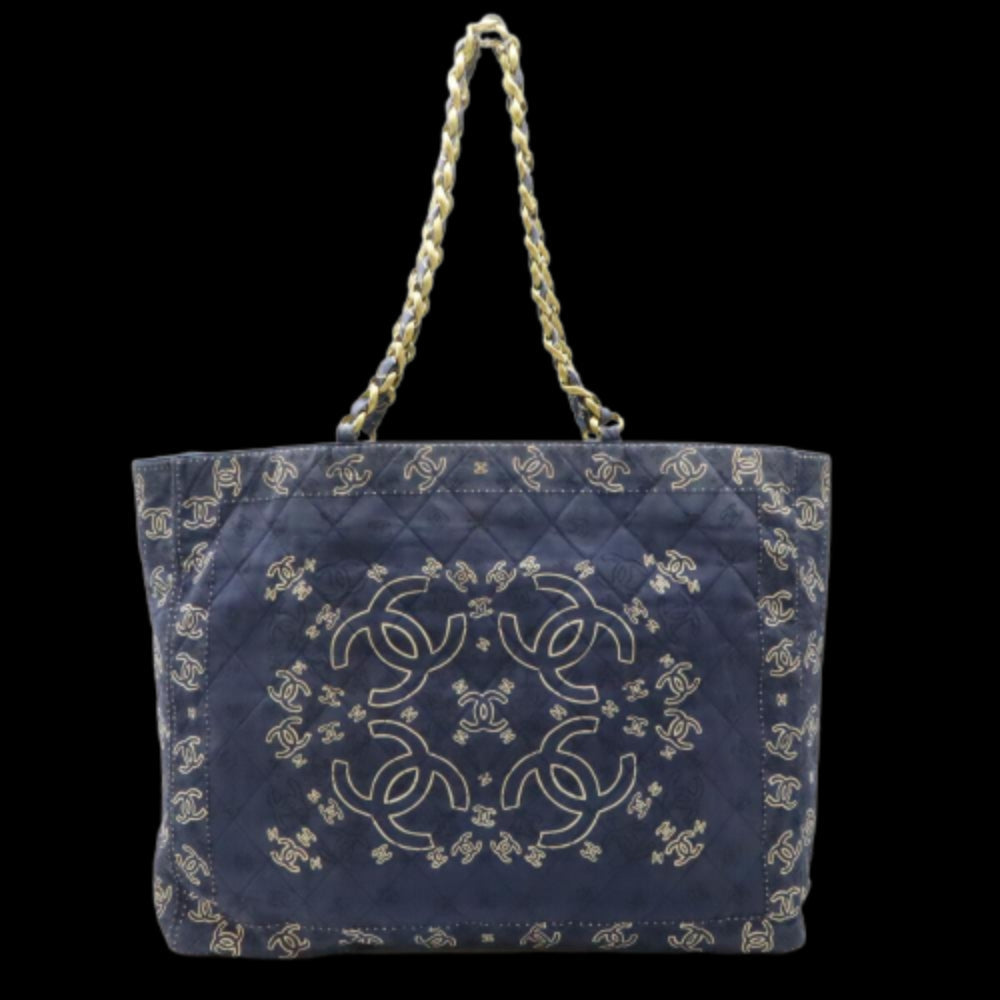 Blue Cotton Chanel Tote