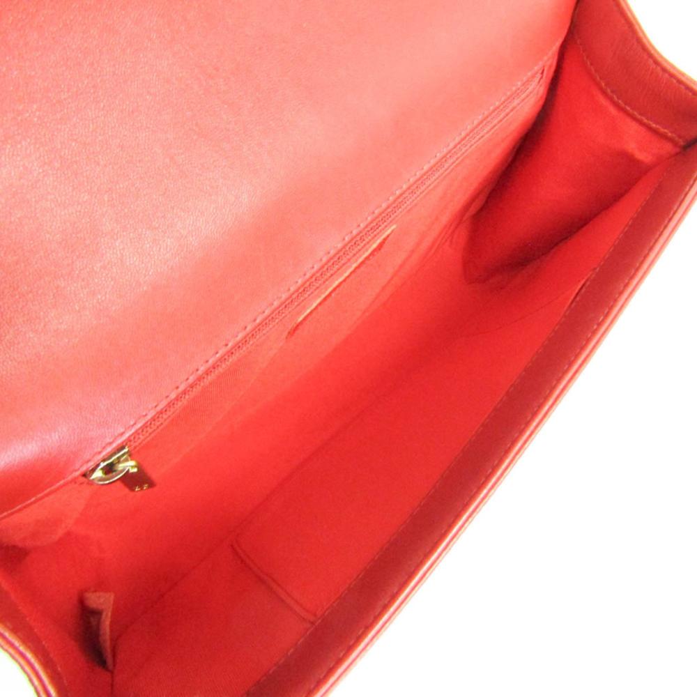 Red Leather Chanel Boy Bags