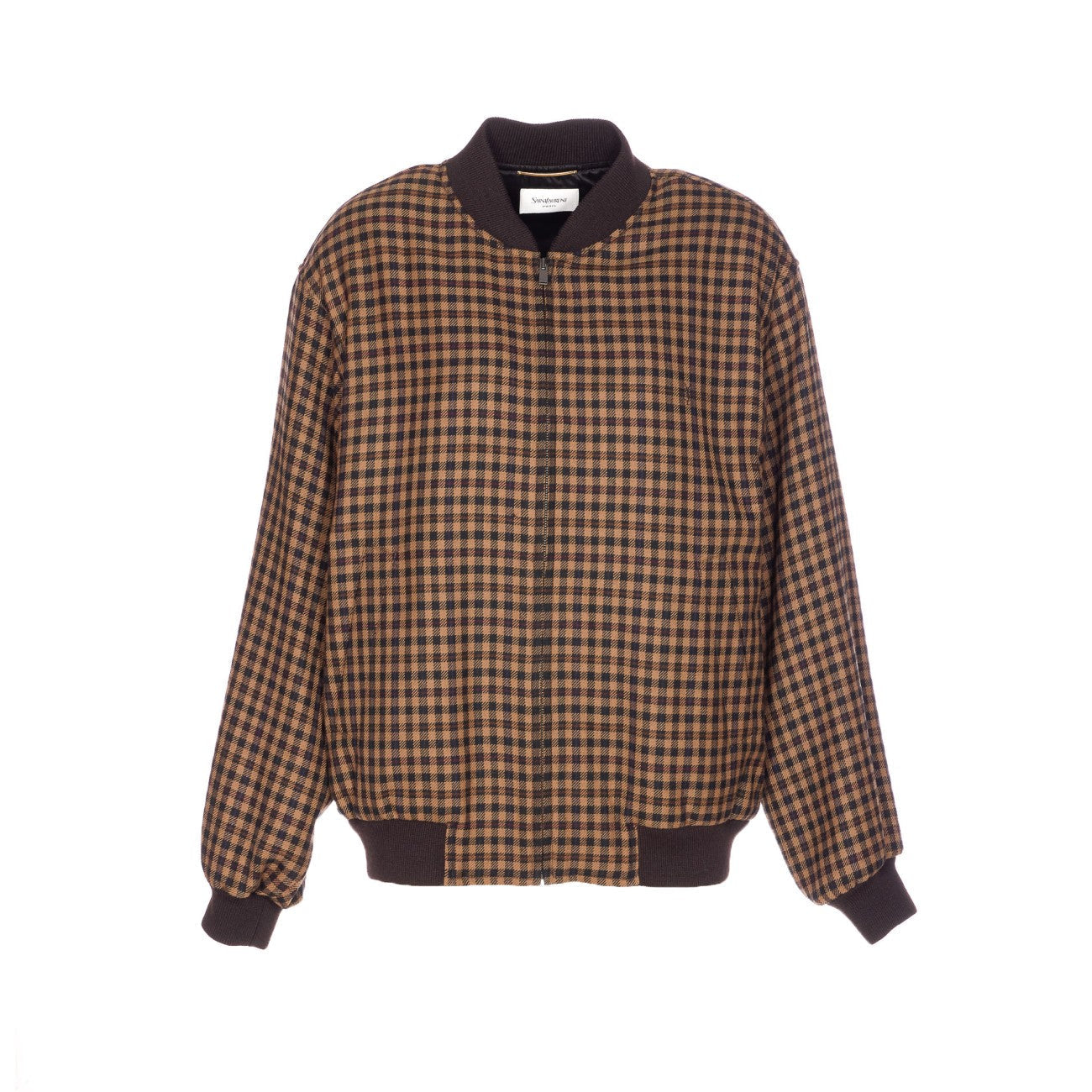 Saint Laurent Women Checked Wool Cassandre Bomber Jacket