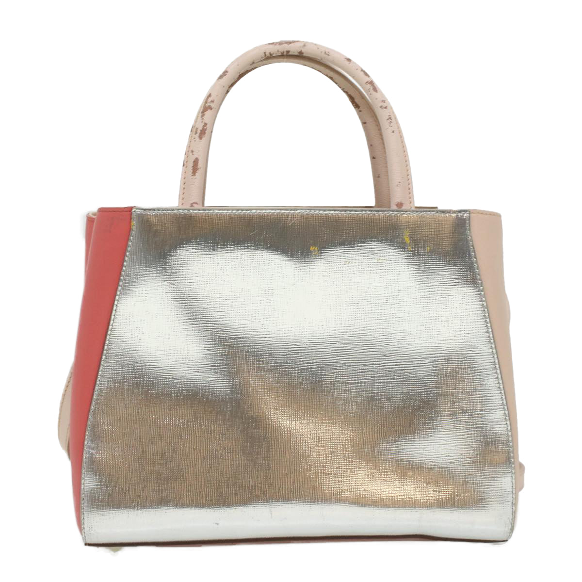 FENDI Hand Bag Leather Pink Silver beige cl260