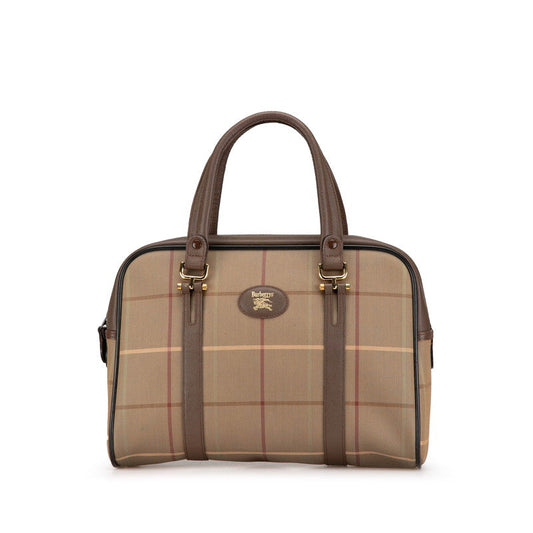 Burberry Check Canvas Leather Handbag