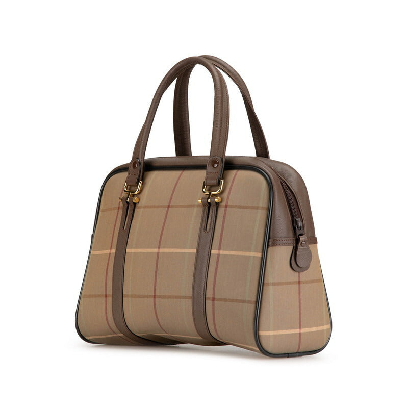 Burberry Check Canvas Leather Handbag