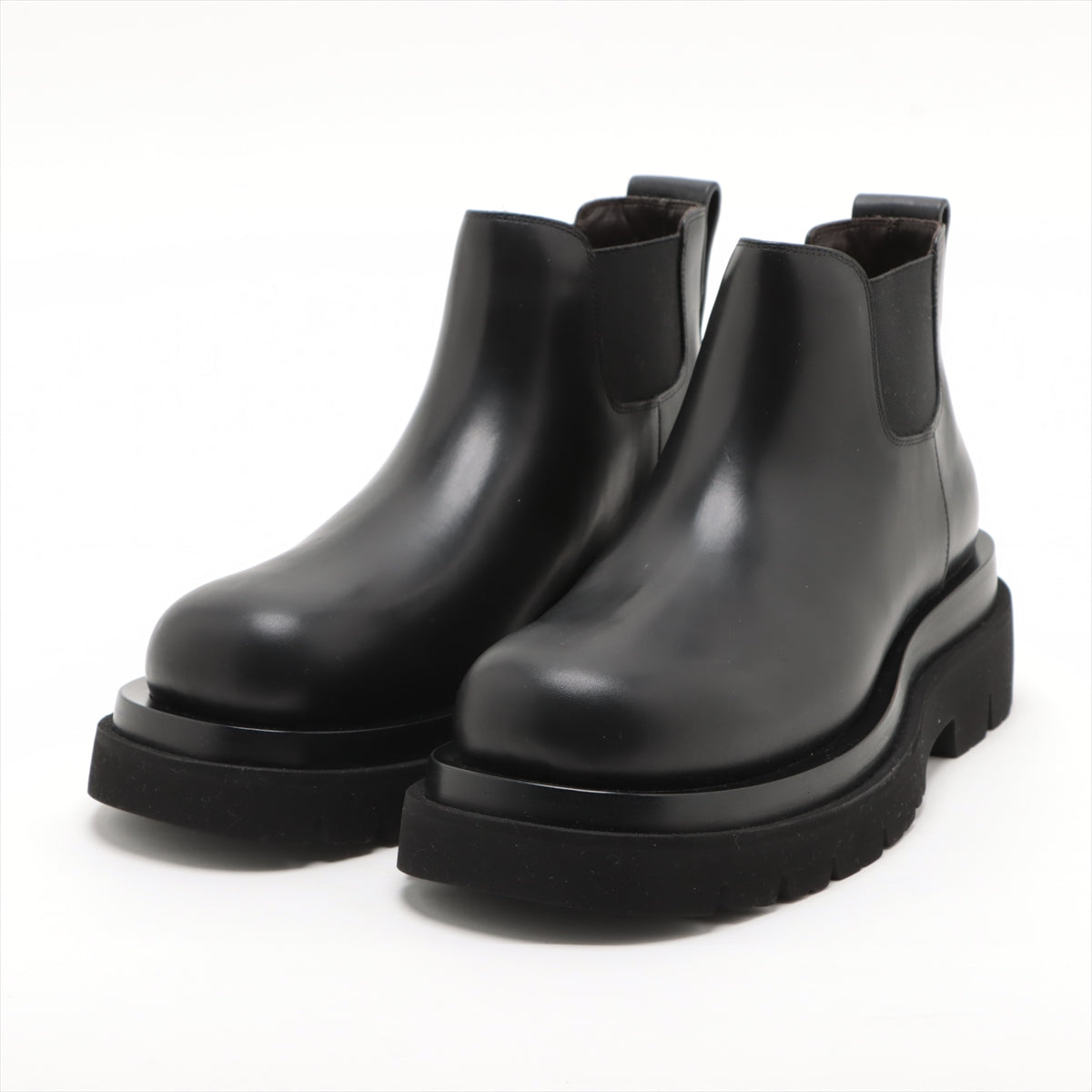 Bottega Veneta Rug Leather X Fabric Side Goar Shoes 37.5 Black Chelsea Boots