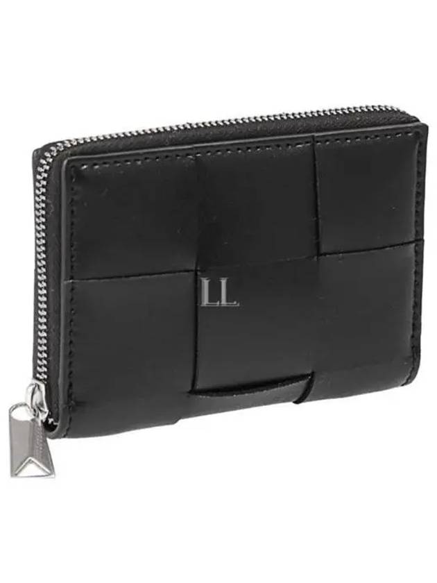 Bottega Veneta Cassette Zipper Leather Coin Purse Black