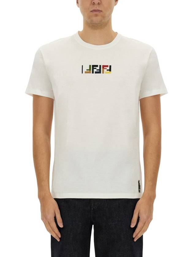Fendi Embroidered Logo Short Sleeve T-Shirt White
