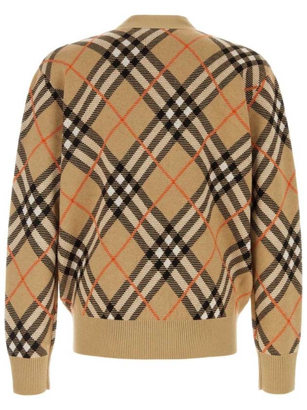 Burberry Check Wool Mohair Blend Cardigan Sand