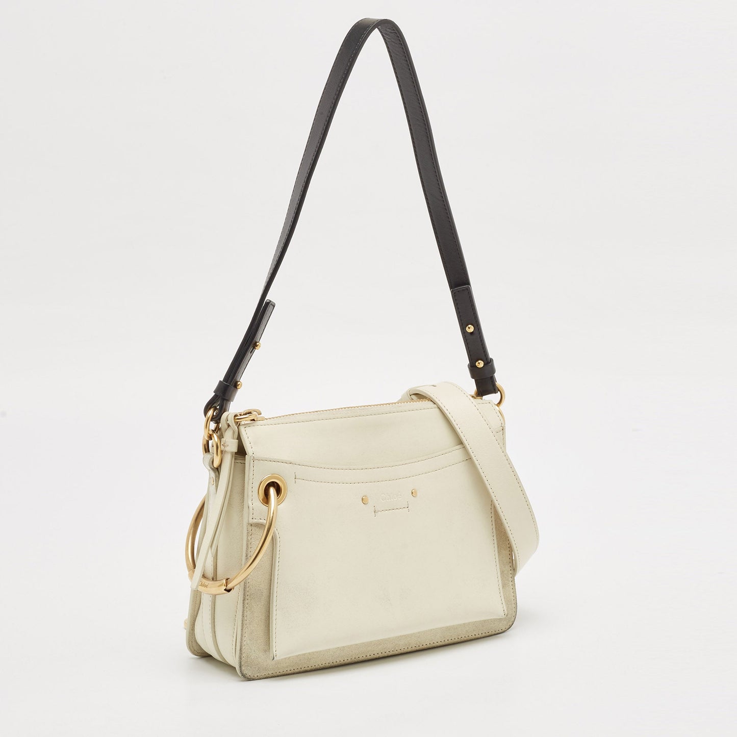 Chloe Off White Leather Small Roy Shoulder Bag