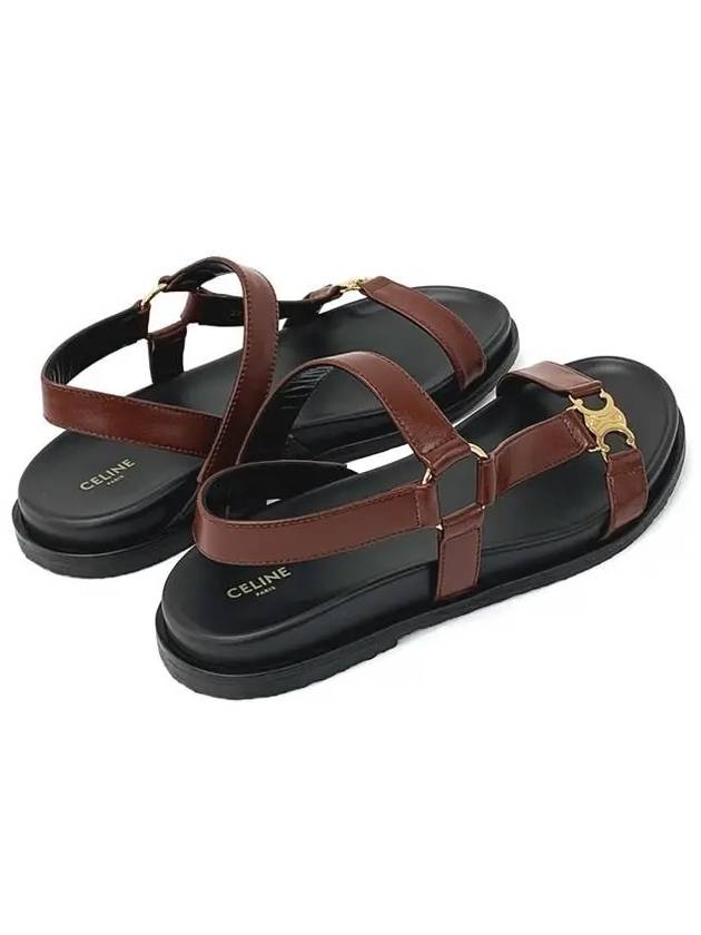 CELINE Maud Calfskin Triomphe Sandals Rust